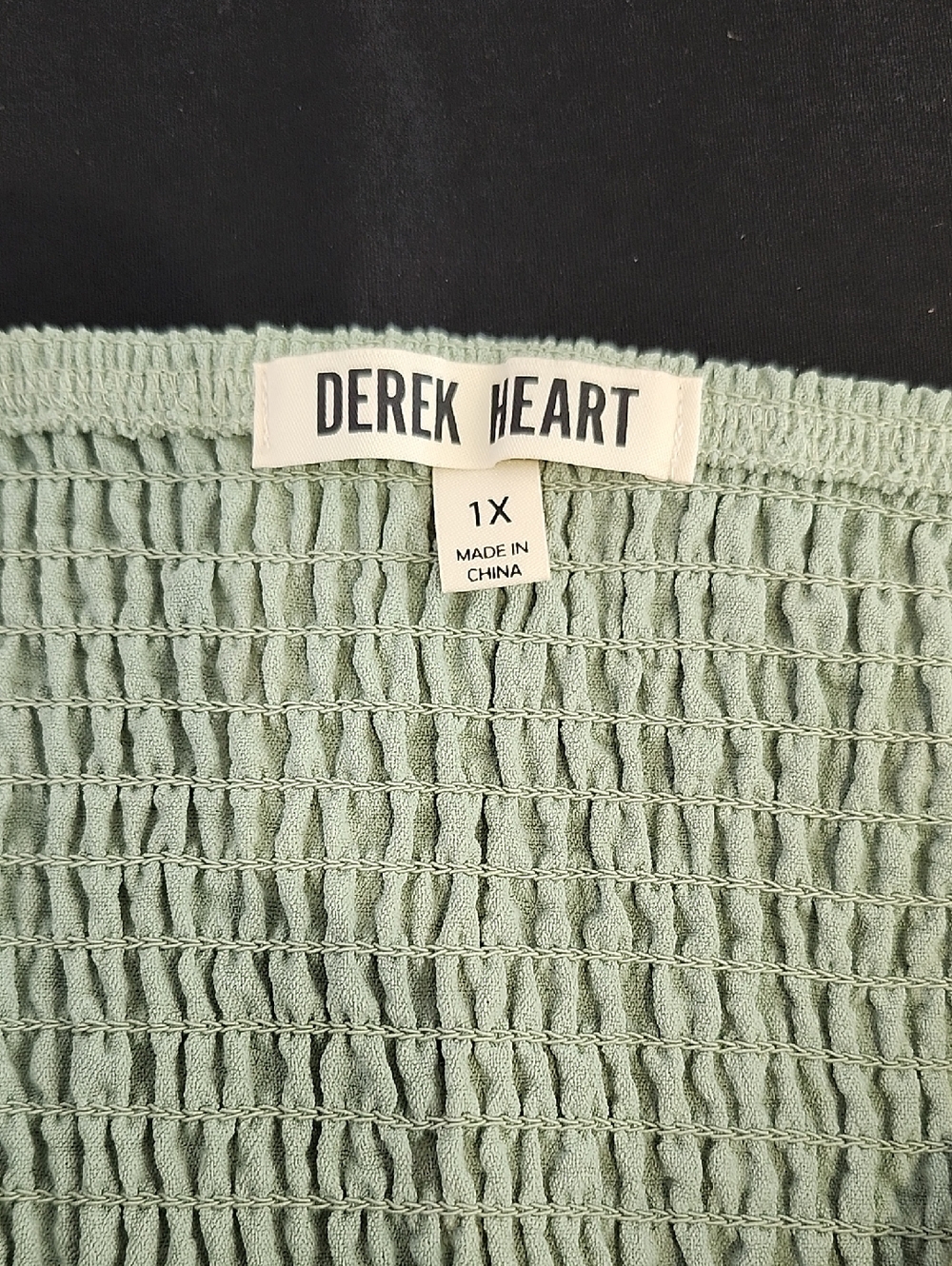 Derek Heart Womens Plus Sage Green Smocked Maxi Dress Size 1X Lace Trim Cottage - Picture 4 of 7